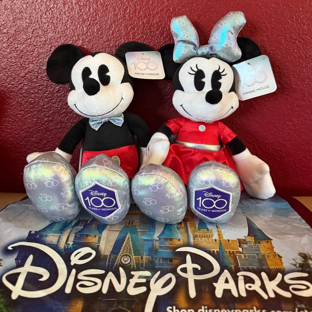 Disney 100 Year Anniversary Mickey & Minnie Mouse Plush / sold as a pair / New